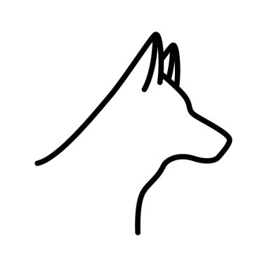 Köpek kafası ikonu. Piktogram beyaz arka planda izole edildi. Vektör illüstrasyonu.