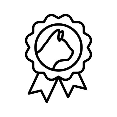 Kedi ödülü simgesi. Sergi birincisi olarak kedi ayak izi madalyası. Kazanan hayvan madalyası. Beyaz arkaplanda piktogram izole edildi.