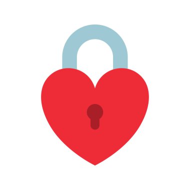 Kalp kilidi ikonu. Sevgililer günün kutlu olsun. Kalp kilidi şeklinde bir aşk sembolü. Vektör illüstrasyonu