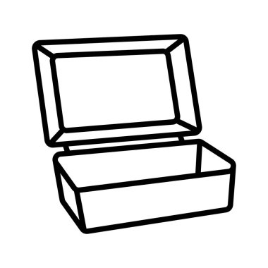 Yiyecek plastik kutu ikonu. Ürünler için paket kutusu. Fast food konteynır kutusu beyaz arka planda izole edildi.