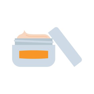 Yüz kremi ikonu. Cilt bakımı için krem. Beyaz arka planda izole edilmiş yüz kremi kutusu. Vektör illüstrasyonu