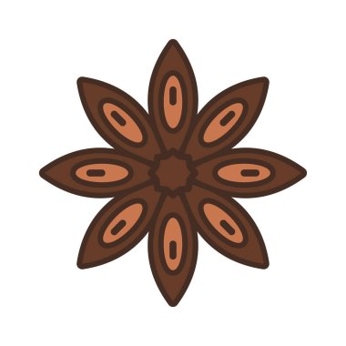 Badian meyvesi ve tohumundan yıldız anason baharatı. Noel yemeği ve içkisi. Vektör renk illüstrasyonu.