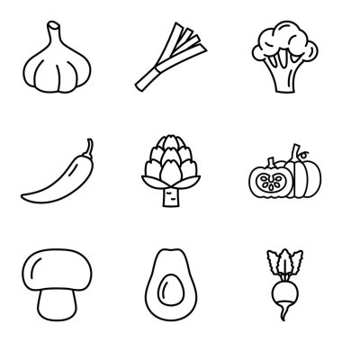 Sebze ikonu. Piktogram beyaz arka planda izole edildi. Vektör illüstrasyonu.