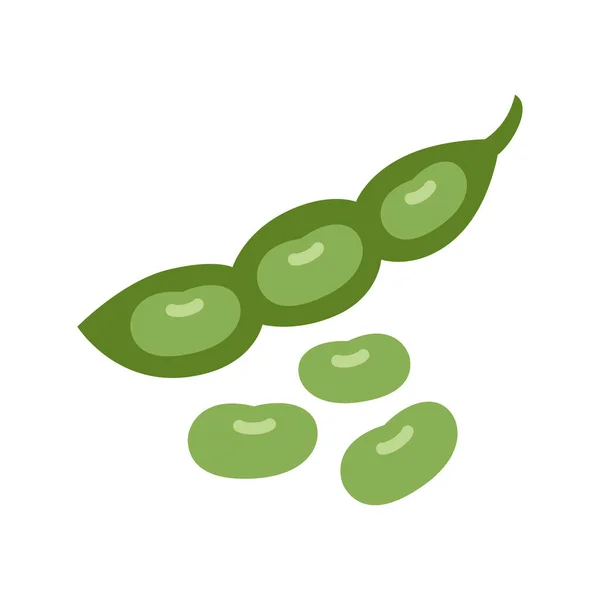 Икона Сои Соевые Бобы Зелеными Стручками Сырая Соя Белом Фоне — стоковый вектор