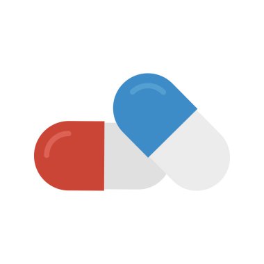Pills capsule isolated on white background. Red and blue capsule. Vector illustration.