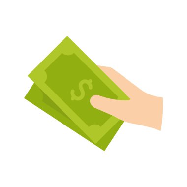 Hand holding cash. Payment with money. Paying or receiving cash. Vector Illustration