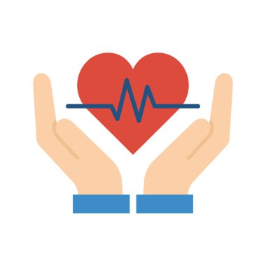 Health protection icon. Cardiology, heartbeat. Pictogram isolated on a white background. Vector Illustration.