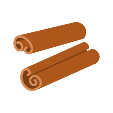 Beyaz üzerine izole edilmiş tarçın çubukları. Noel baharatlı tarçın. Vektör illüstrasyonu