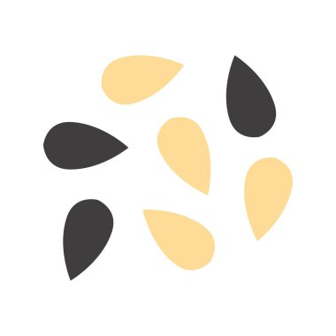 Susam ikonu. Siyah ve beyaz susam tohumu. Yemek malzemesi. Vektör illüstrasyonu