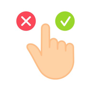 Choose option, yes or no. Agree and disagree. Picking answer. Vector illustration isolated on white background.