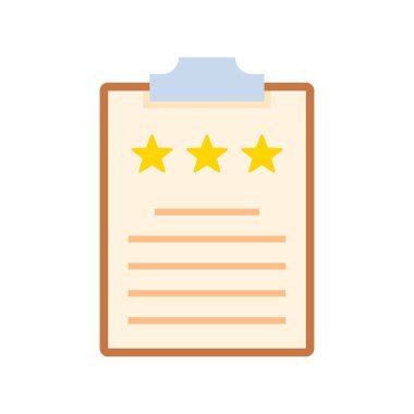 Clipboard with rating stars. Feedback consumer or customer review evaluation. Vector illustration