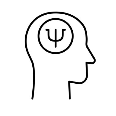 Sign of Psychology. Head profile with Psi letter inside. Mental health icon. Vector illustration