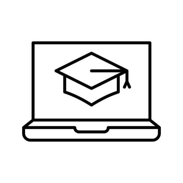 Learning Icon Digital Course Distant Education Concept Pictogram Isolated White — Διανυσματικό Αρχείο