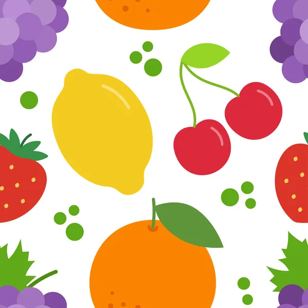 Früchte Nahtlose Muster Obst Und Beeren Hintergrund Vektorillustration — Stockvektor