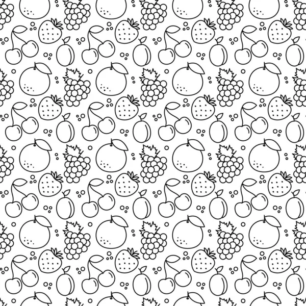 Fruits Seamless Pattern Fruit Berry Background Vector Illustration — Stock Vector