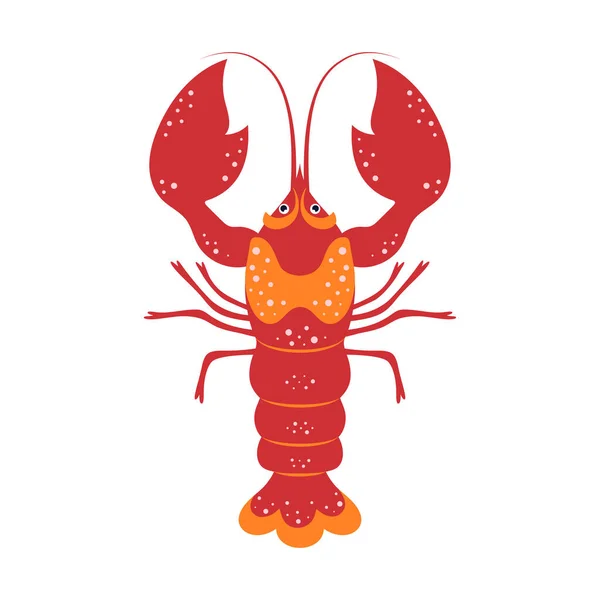 Vector Illustration Red Lobster Isolated White Background Cartoon Style Food — Stock Vector