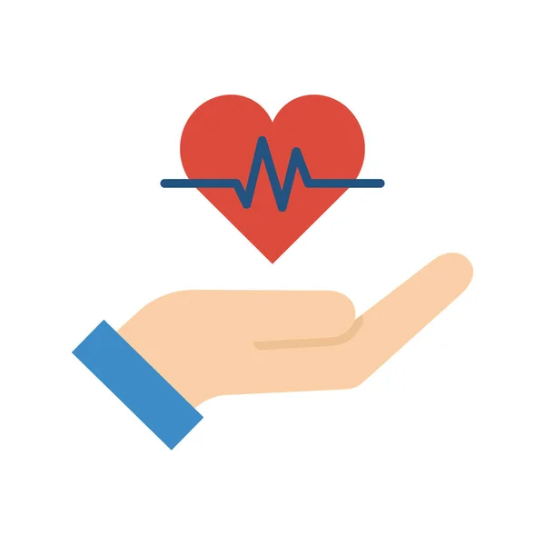 Corazón Con Cardiograma Mano Heartbeat Line Heart Cardio Ritmo Cardíaco — Vector de stock