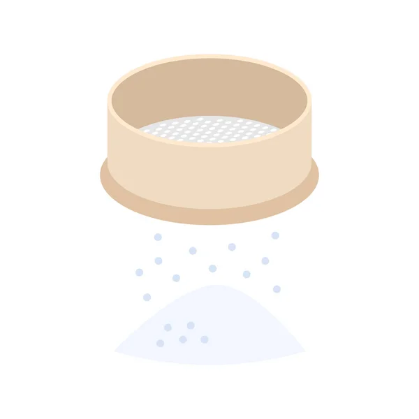 挑选面粉筛子图标 搅拌机筛取面粉 在白色背景上孤立的向量说明 — 图库矢量图片