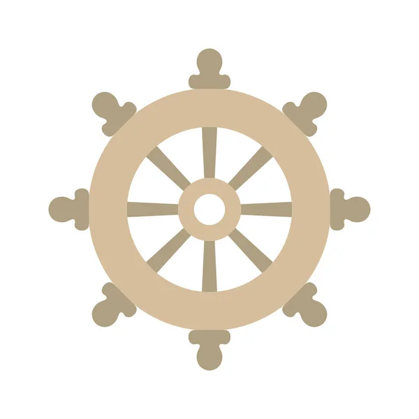 Flat Vector Illustration Navigation Ship Wheel Isolated White Background Ship — Stock Vector