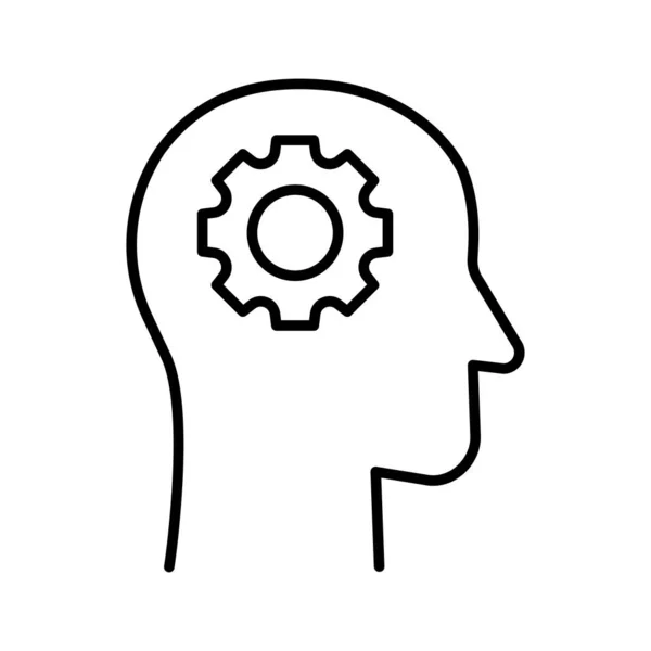 Колесо Винта Внутри Человеческой Головы Искусственный Интеллект Мыслительный Знак Мозга — стоковый вектор