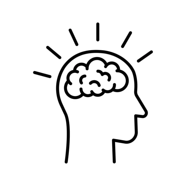 Cerebro Humano Icono Cabeza Concepto Actividad Cerebral — Vector de stock