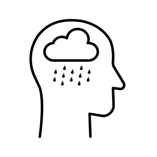 Chef För Person Med Moln Regn Symboliserar Negativa Känslor Vektorillustration — Stock vektor