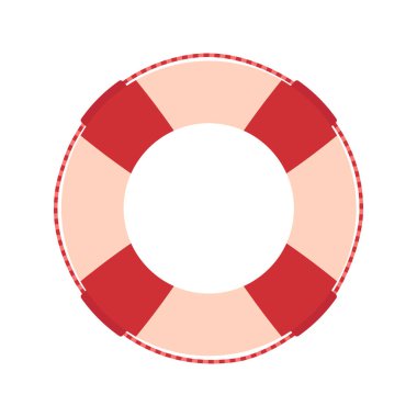 beyaz arkaplanda kırmızı ve pembe renkli iple izole edilmiş bir halat, yaz tatili için kurtarma çemberi, su güvenliği