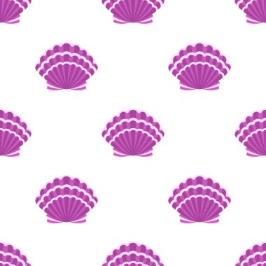 dikişsiz deniz kabuğu deseni, düz renkli tasarım, güzel kabuk izi yaz için mükemmel ve plaj temalı herhangi bir olay için
