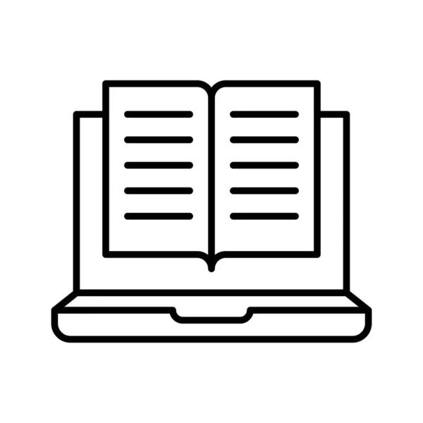 Ícone Book Reading Leia Livro Online Conceito Learning Laptop Com — Vetor de Stock