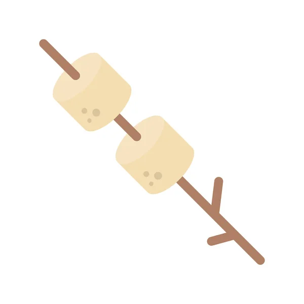 Rostad Marshmallow Pinne Rostning Marshmallow Isolerad Vit Bakgrund Vektorillustration — Stock vektor