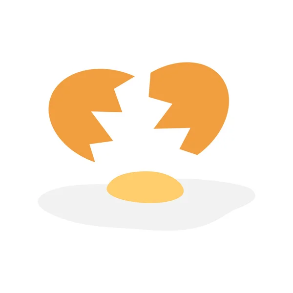 Піктограма Зламаного Яйця Тріснуте Яйце Шкаралупою Жовтком Ізольоване Білому Тлі — стоковий вектор
