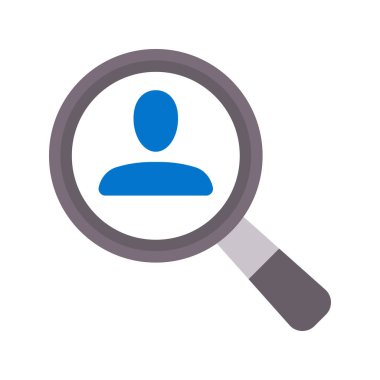 Kullanıcıyı bul Çalışan arama simgesi. İşe alım işçisi, Vektör illüstrasyonu