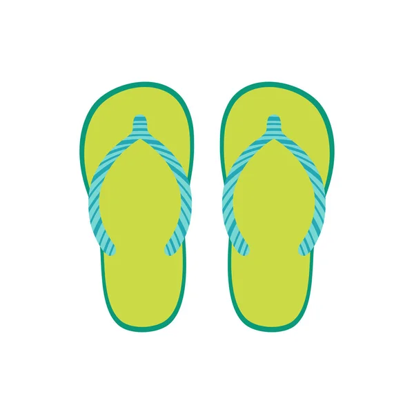 Фліп Флоп Ізольовані Білому Тлі Значок Пляжного Взуття Зелені Фліп — стоковий вектор
