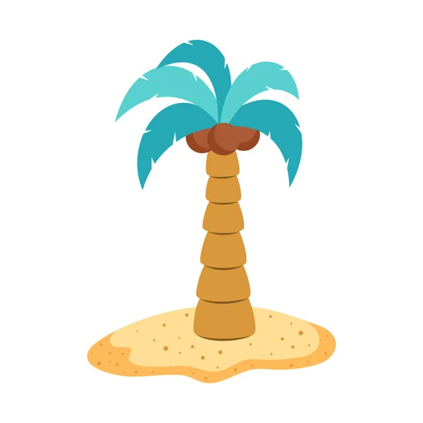 Vector Illustratie Van Palmboom Met Kokosnoten Geïsoleerd Witte Achtergrond Platte — Stockvector
