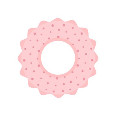 Beyaz arka planda izole edilmiş pembe şişirilebilir halka, yuvarlak havuzlu yaz vektör illüstrasyonu, lastik şişirilebilir yaşam şamandırası.