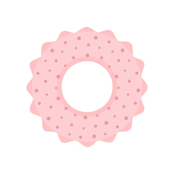 粉色充气环 白色背景隔离 夏季矢量与圆形水池玩具 橡胶充气救生圈说明 — 图库矢量图片