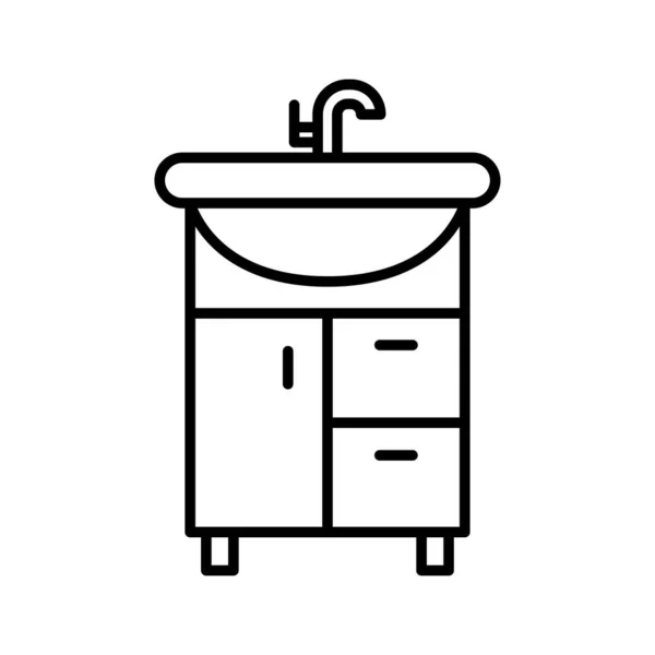 Lavatório Ícone Banheiro Pia Com Torneira Isolada Fundo Branco Ilustração —  Vetores de Stock