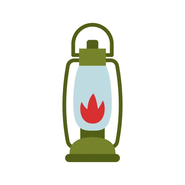 Yürüyüş Feneri Ikonu Parlak Fitili Olan Gaz Lambası Kamp Feneri — Stok Vektör