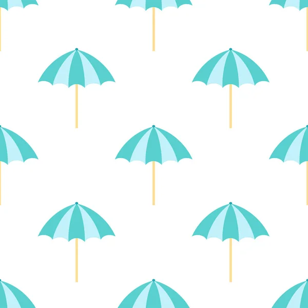 Seamless Vector Pattern Retro Style Beach Umbrella White Background Cute — Stock Vector