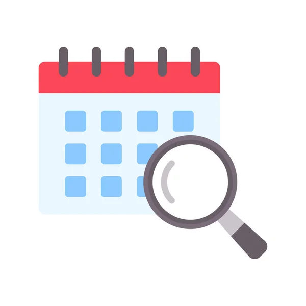 Ikona Wyszukiwania Kalendarza Szukam Daty Koncepcja Wyszukiwania Ikoną Kalendarza Szkłem — Wektor stockowy