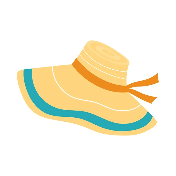 Καλοκαιρινό Καπέλο Παραλία Ψάθινο Κεφάλι Φορώντας Ένδυμα Τιράντες Διακοπές Γυναικών — Διανυσματικό Αρχείο