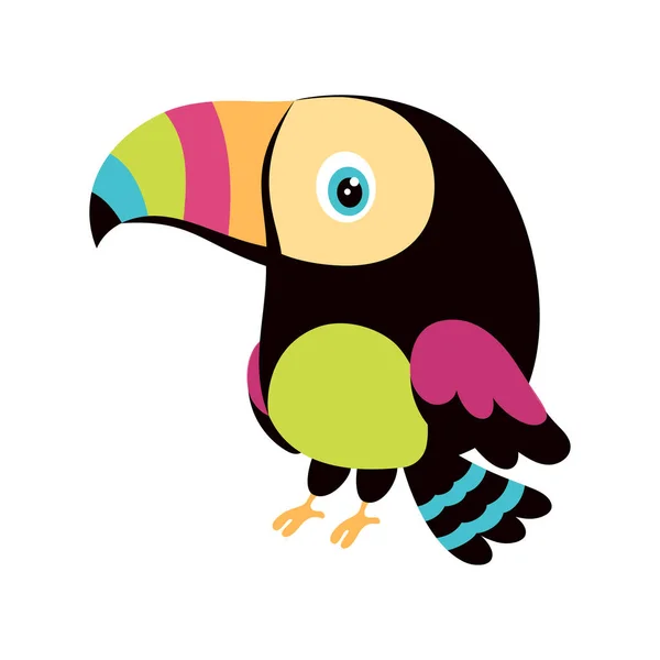 Διανυσματική Απεικόνιση Χαριτωμένο Toucan Στυλ Κινουμένων Σχεδίων Τροπικό Πανό Απλό — Διανυσματικό Αρχείο