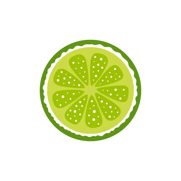 Illustration Vectorielle Plat Tranche Lime Isolée Sur Blanc Nourriture Végétarienne — Image vectorielle