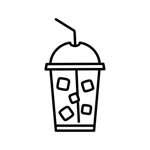 麦藁入りのアイスコーヒーテイクアウトカップ コーヒーショップのコンテナ アイスティーを飲みに行く ベクターイラスト — ストックベクタ