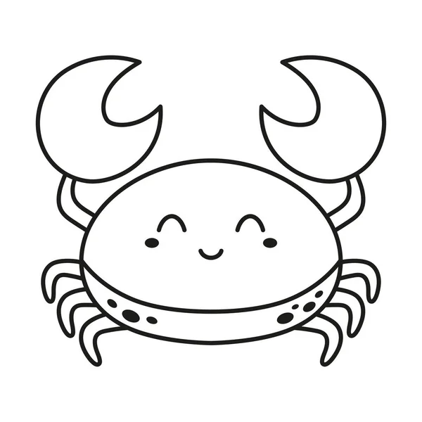 Caranguejo Bonito Desenho Animado Estilo Plano Ilustração Vetorial Caráter Animal — Vetor de Stock