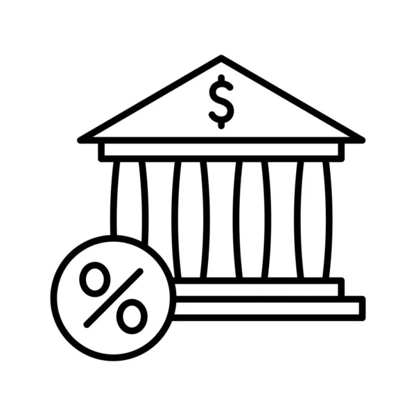 银行大楼和百分比符号 银行存款的利率 金融和经济概念 矢量说明 — 图库矢量图片