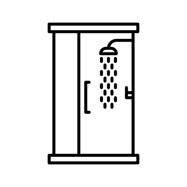 Duş Kabini Ikonu Banyo Beyaz Arka Planda Izole Edilmiş Satır — Stok Vektör