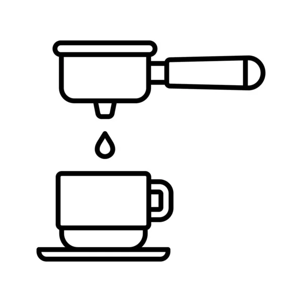 Portafilter Gieten Sterke Koffie Kopje Koffie Druppel Beker Filteren Kokend — Stockvector