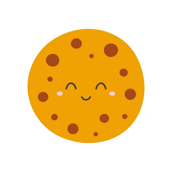 Kawaii Cartoon Chocolate Chip Cookie Personagem Com Cara Engraçada Ilustração — Vetor de Stock