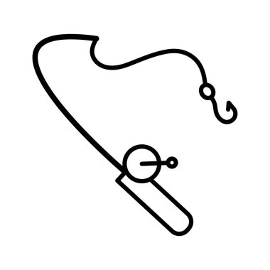 Olta ikonu. Döndürme beyaz arka planda izole edildi. Balık oltası. Vektör İllüstrasyonu